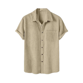Chemise manches courtes en velours côtelé | KONF