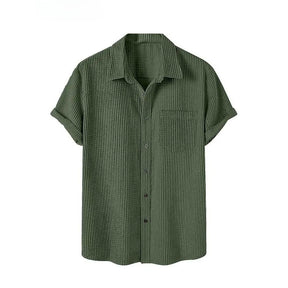 Chemise manches courtes en velours côtelé | KONF