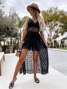 combinaisons dentelle broderie anglaise v-cou fendu à fines brides femme bohème élégant | KONF
