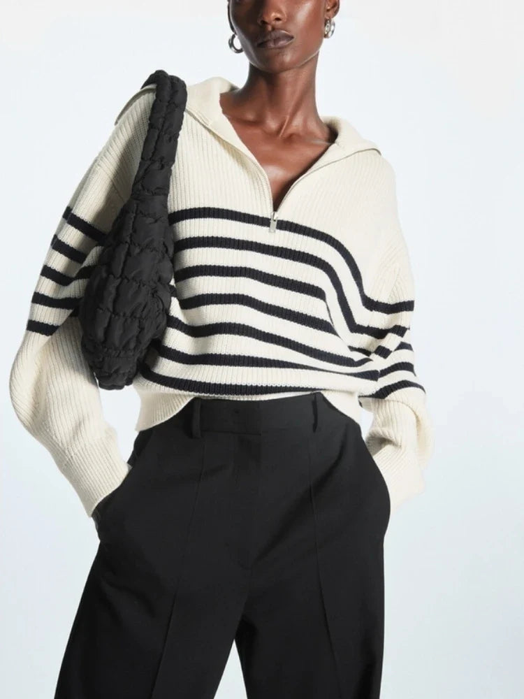 Konf | Pull tricoté féminin avec fermeture éclair
